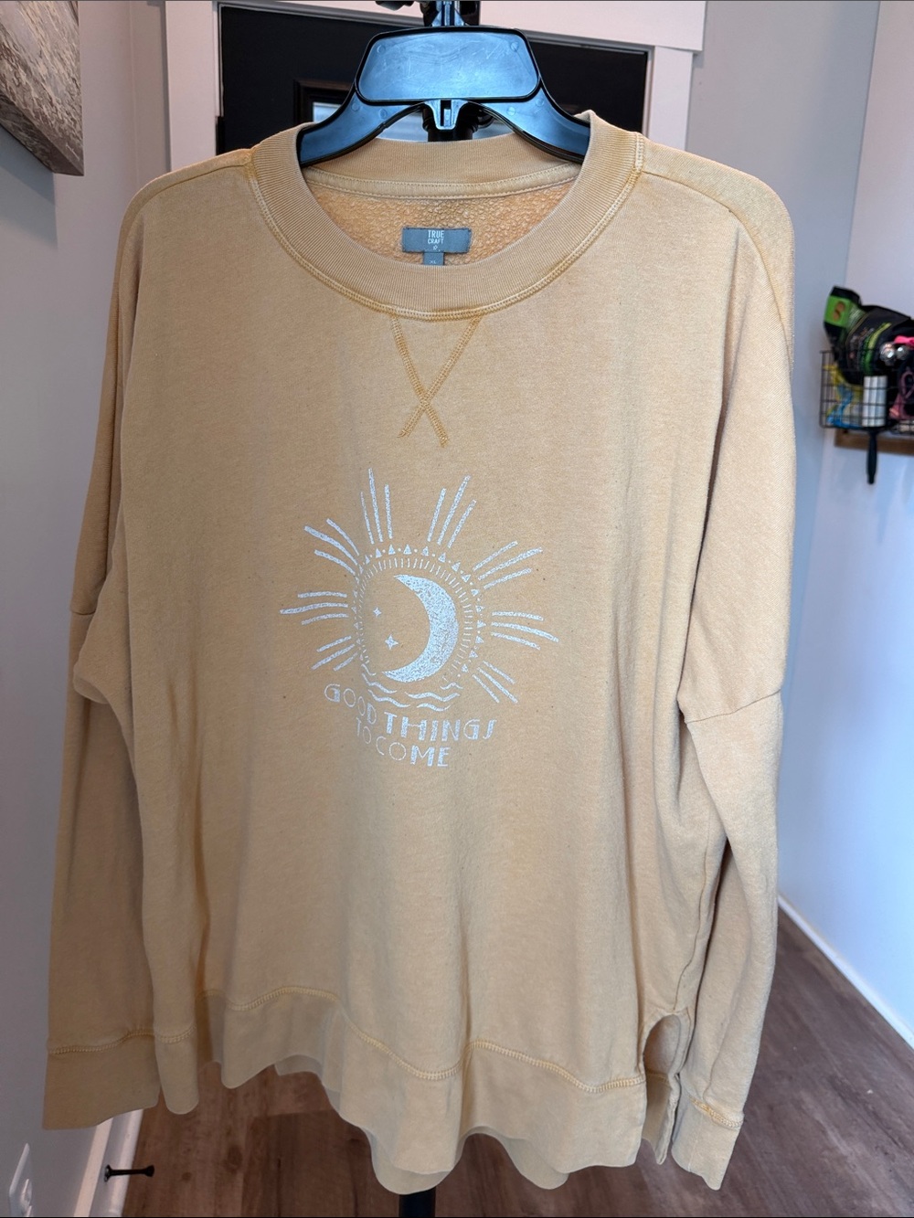 True Craft Tan Crewneck Sweatshirt with Moon Graphic